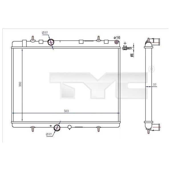 Tyc 726-0020-R - Oe 1330F5 KüHler, MotorküHlung FüR Berlingo, C4 (La), C4 G-Picasso I (Ua), C4 I (Lc), C4 Ii (Nc), C4 Picasso I (Ud), C5 Ii (Rc), C5 Ii (Re), C5 Iii (Rd), C5 Iii (Rw), DS4, DS5, Xsara, 3008 (0U), 307, 307 Cc (3B), 307 Sw (3H), 308 Cc (4B), 308 I, 308 Sw I, 308 Sw Ii, 407, 407 Sw (6D, 6E), 5008 I, Expert (Vf), Expert Tepee (VF3X), Partner, Partner Tepee, Rcz-image
