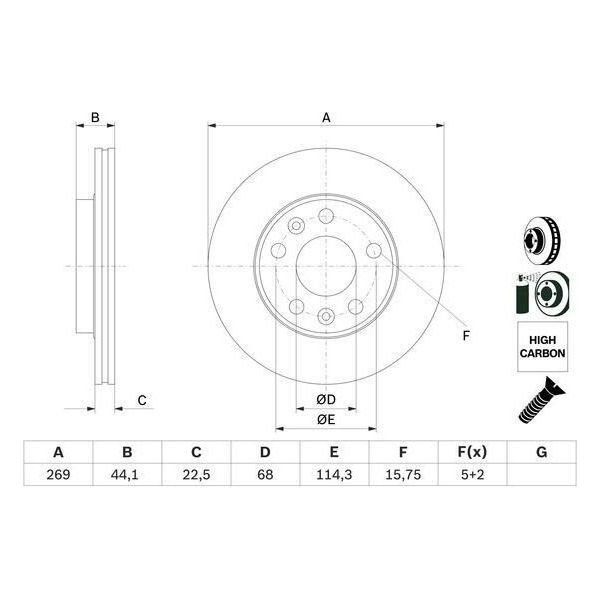 2X Disco Freno Bosch 0 986 479 F65 Per Renault Megane Iv Grandtour (K9A/M/N_)-image