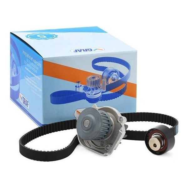Graf KP1030-1 - Oe 71736717 Wasserpumpe + Zahnriemensatz FüR Giulietta (940), Mito (955), 124 Spider, 500 (312), Punto, Bravo, Doblo, Idea, Linea, Palio, Panda, Stilo, Tipo, 500L (351, 352), 500X (334), Renegade, Combo (X12), Combo Tour (X12)-image