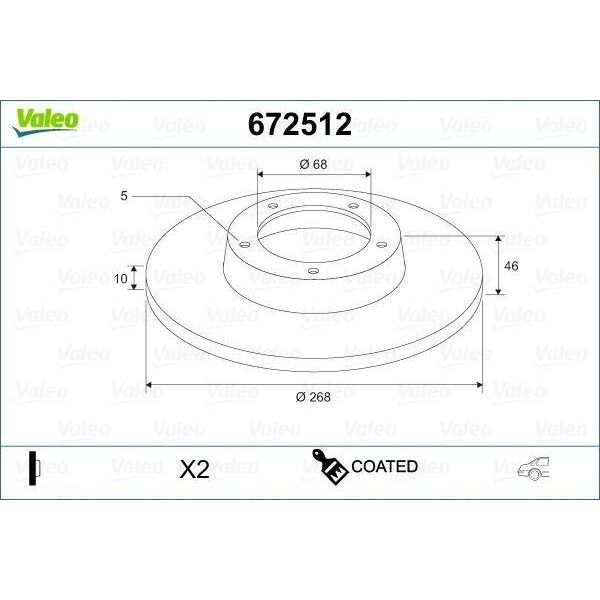 Valeo 672512 - Oe 1001094 Disco Freno, Asse Posteriore Per Galaxy (Wgr), Alhambra (7V), Sharan (7M)-image