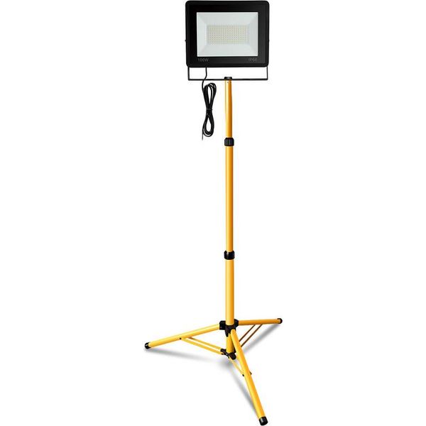 Jopassy 100W Led Proiettore Da Costruzione Proiettore A Treppiede Proiettore Da Esterno Luce Da Lavoro Proiettore Da Costruzione IP66 Impermeabile Bianco Caldo-image