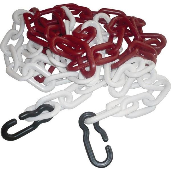 Catena A Barriera In Polipropilene Carbonato Rosso/Bianco 9Mm L.3M L.2 Ganci Universali-image