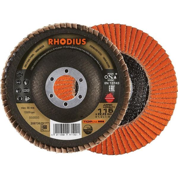 Rhodius Topline Jumbo Longlife Extended Disco Lamellare 115 X 22,23 Mm K60 10 Pz-image
