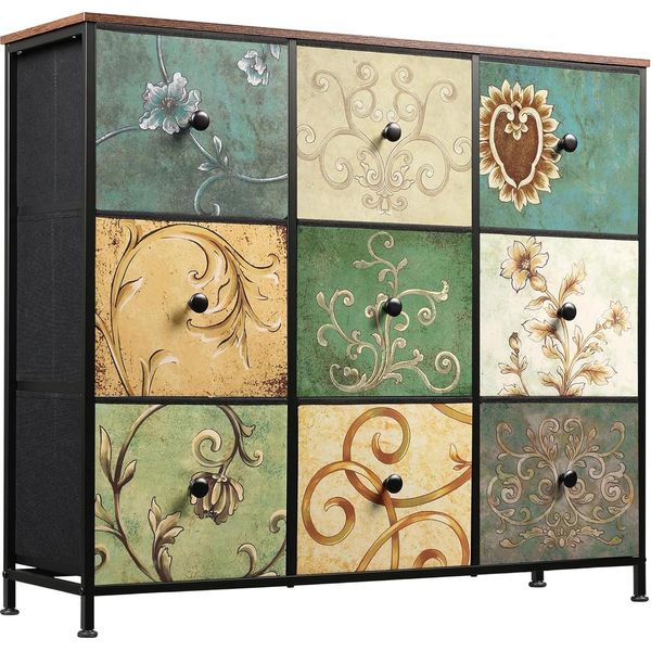 Cassettiera Fortuna Lai Con 9 Cassetti In Tessuto, Credenza Con Cassetti In Tessuto, Cassettiera Per Cucina Ufficio Corridoio, Mobile Tv Con Cassetti In Tessuto-image