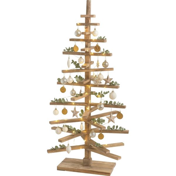Albero Di Natale Decorativo HWC-H77, Decorazione Natalizia 3D-Albero Di Natale, Aspetto Shabby In Legno Di Abete Regolabile 130X82X82Cm ~ Natura-image