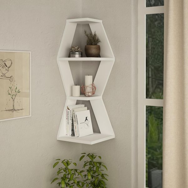 Decortie Sablor Mensola Angolare Moderna Bianca , 30 X 30 X 86 Cm-image