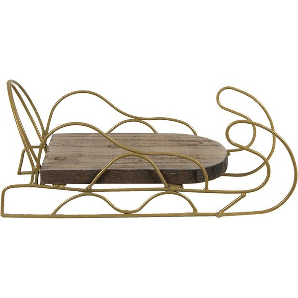 Clayre & Eef Decorazione Natalizia Slitta 26X13X12 Cm Legno Marrone-image