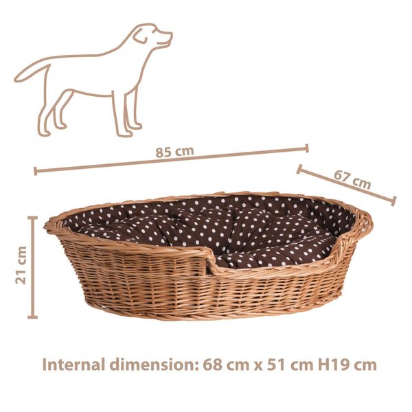 Cestino Per Cani In Vimini Ovale Con Cuscino 85X67 H21 Cm-image