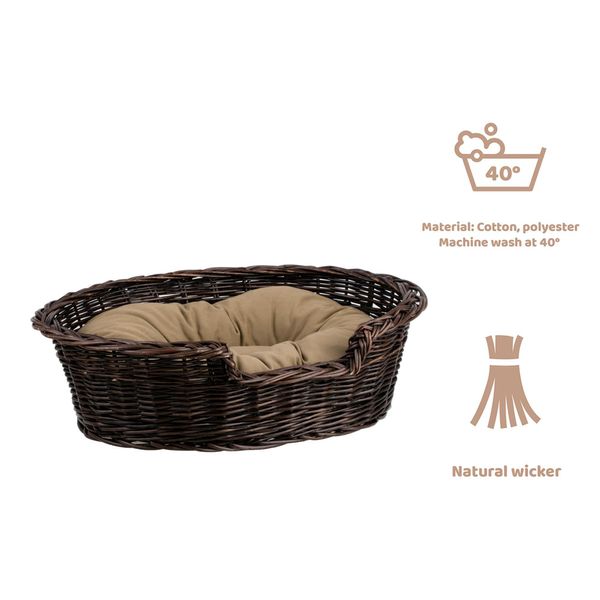Cestino Per Cani In Vimini Ovale 75X57 H19 Cm-image