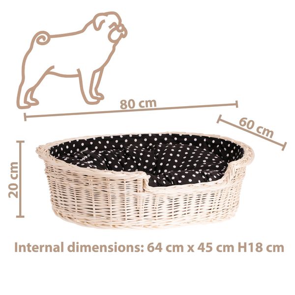Cestino Per Cani In Vimini Ovale Con Cuscino 80X60 H20 Cm-image
