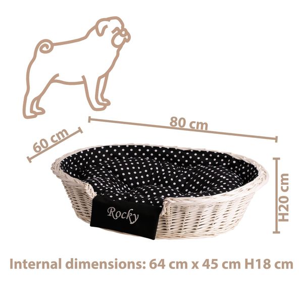 Cestino Per Cani In Vimini Con Nome 80X60 H20 Cm-image