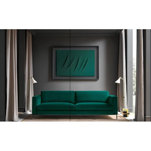 Soggiorno Verde Tre Posti In Tessuto Di Design Divani Imbottiti Divani Verde Arredamento-image