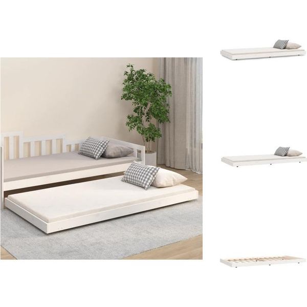 Vidaxl Letto In Legno Massiccio Bianco 90X200 Cm Pino - Letti E Strutture Letto-image