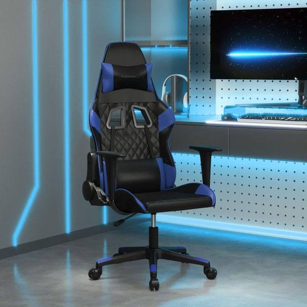 The Living Store Sedia Da Gioco In Ecopelle Nera E Blu-image