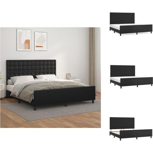 Vidaxl Struttura Letto Con Testiera Nera 160X200 Cm In Pelle Finta - Letti E Strutture Letto-image