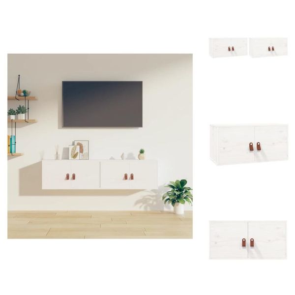 Vidaxl Armadi A Muro 2 Pz. Bianco 60X30X30 Cm In Legno Di Pino Massiccio - Mensole A Muro-image