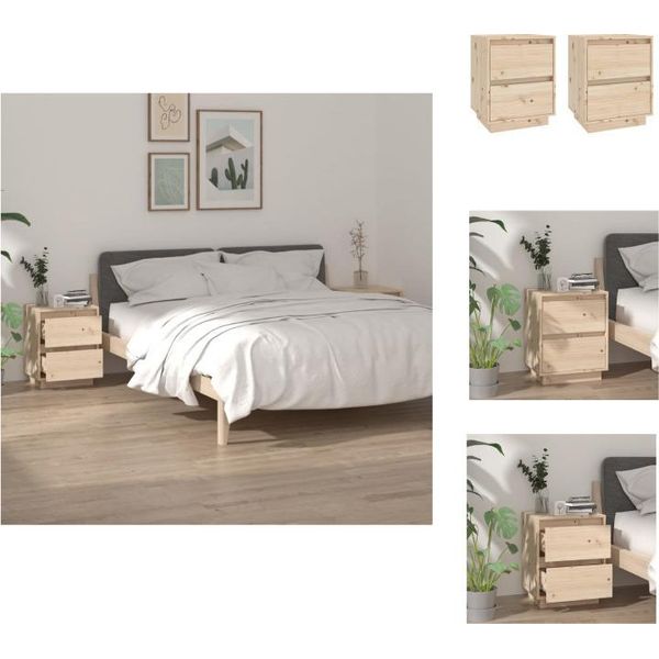 Vidaxl Comodini 2 Pezzi 40X35X50 Cm In Legno Di Pino Massiccio - Comodini-image