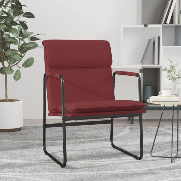 The Living Store Poltrona Lounge Rosso Vino 55X64X80 Cm In Pelle Finta-image