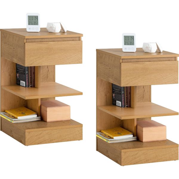Sobuy Set Di 2 Comodini Comodino Stretto Con 1 Cassetto E 2 Ripiani Tavolino Moderno Mobile Contenitore Per La Camera Da Letto Fbt49-Nx2-image