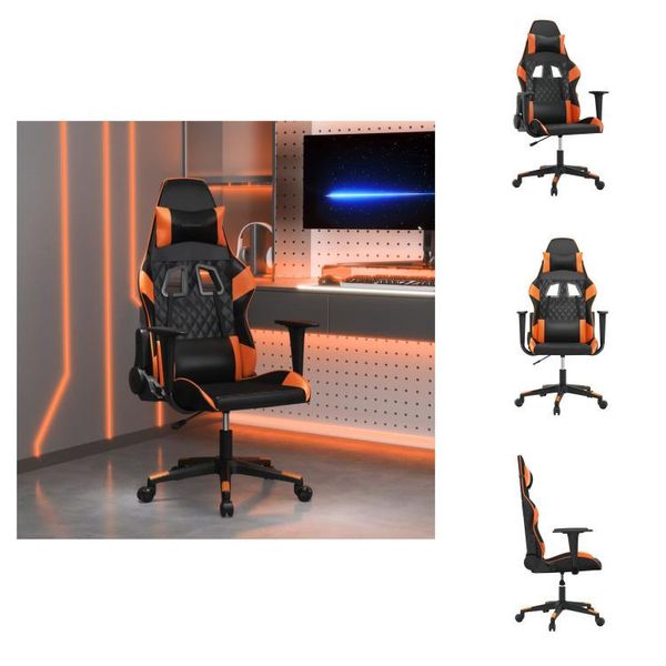 Vidaxl Sedia Da Gioco Con Funzione Massaggio In Ecopelle Nera E Arancione - Sedia Da Gioco-image