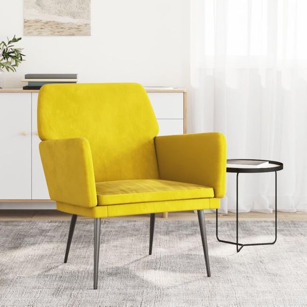 The Living Store Poltrona Giallo 62X79X79 Cm In Velluto-image