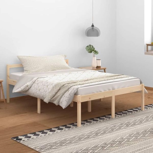 The Living Store Letto Senior 140X200 Cm In Legno Massiccio Di Pino-image
