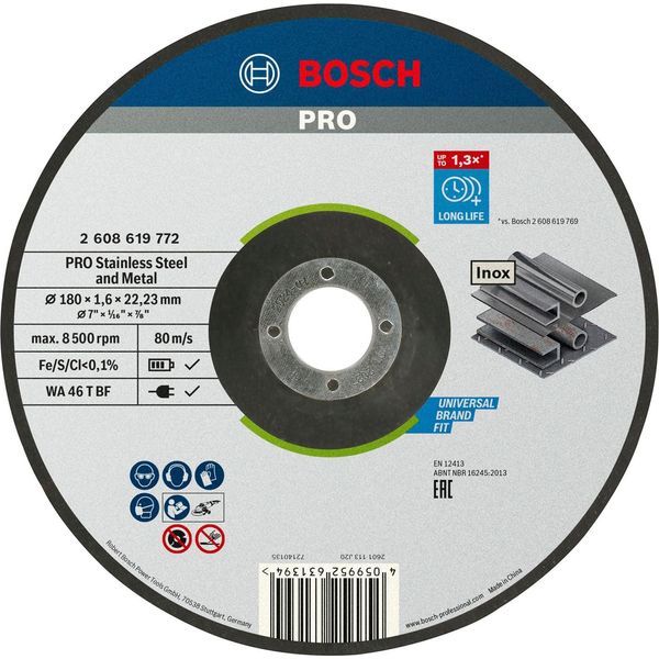 Pro Disco Da Taglio Per Acciaio Inox E Metallo, 180 X 1,6 X 22,23 Mm, Offset-image