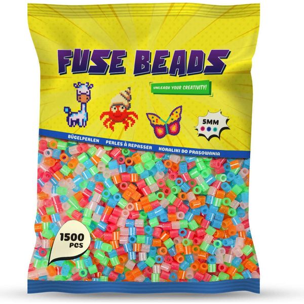 Perline Benny Beads Da Stirare 1500 Pezzi, Formato Midi 5Mm, Forniture Artigianali Creative Fai Da Te Perline Di Fusione (Glitter)-image