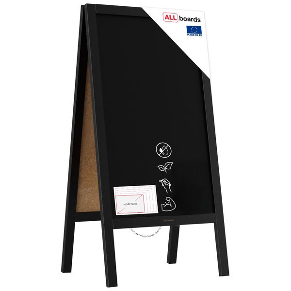 Allboards Lavagna Nera Da Gesso Con Cavalletto Bifacciale 100X50Cm Colore Nero-image