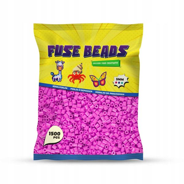 Perline Benny Beads Da Stirare 1500 Pezzi, Formato Midi 5Mm, Forniture Artigianali Creative Fai Da Te Perline Di Fusione (Rosa)-image