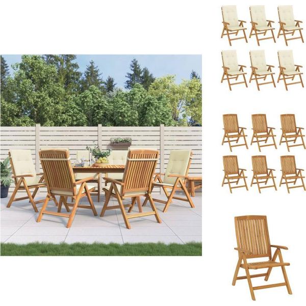 Vidaxl Sedie Da Giardino Con Cuscino 6 Pz. Legno Massiccio Teak - Sedie Da Giardino-image
