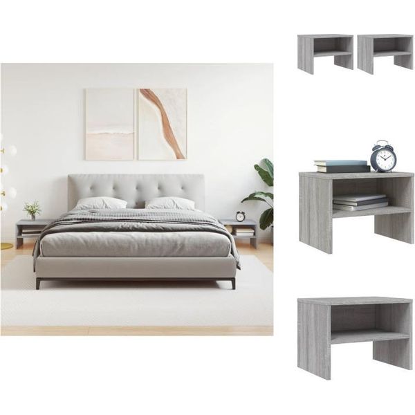 Vidaxl Comodini 2 Pz. Grigio Sonoma 40X30X30 Cm Materiale A Base Di Legno - Comodini-image
