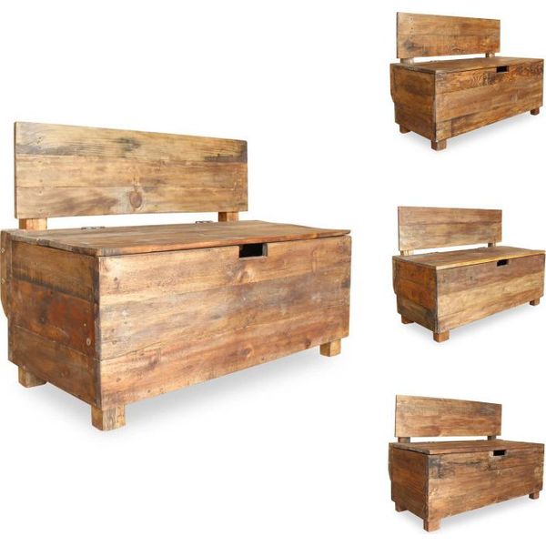 Vidaxl Panca In Legno Massiccio Antico 86 X 40 X 60 Cm - Panche Per Cassapanche E Corridoi-image