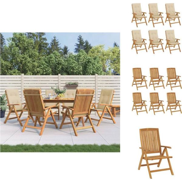 Vidaxl Sedie Da Giardino Con Cuscino 6 Pz. Legno Massiccio Teak - Sedie Da Giardino-image