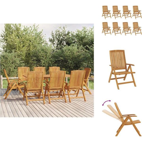 Vidaxl Sedie Da Giardino 8 Pz. Regolabili In Legno Massiccio Di Teak - Sedie Da Giardino-image