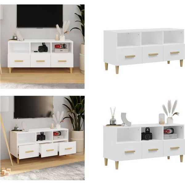 Vidaxl Mobile Tv Bianco 102X36X50 Cm In Legno - Mobile Tv - Mobili Tv - Mobili Tv - Porta Tv-image