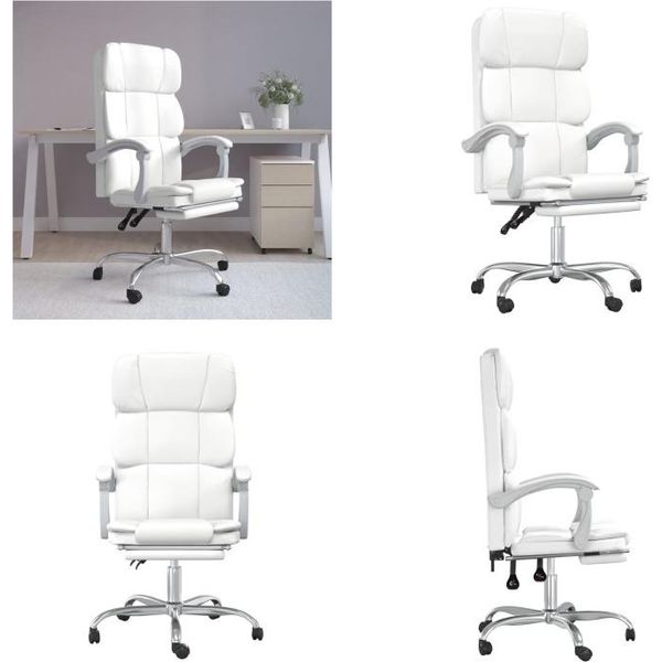 Vidaxl Sedia Da Ufficio Con Funzione Reclinabile In Pelle Finta Bianca - Sedia Da Ufficio Con Funzione Reclinabile - Sedie Da Ufficio Con Funzione Reclinabile - Sedia Da Ufficio Con Funzione Relax - Sedia Da Scrivania-image