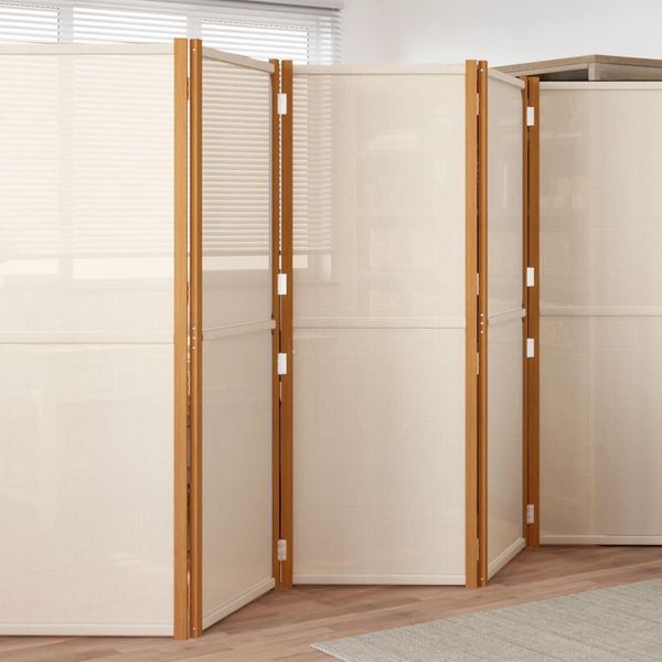 Vidaxl 6 Pezzi Divisorio Bianco Crema 420X180 Cm - Divisorio - Schermo - Parete Divisoria - Parete Divisoria-image