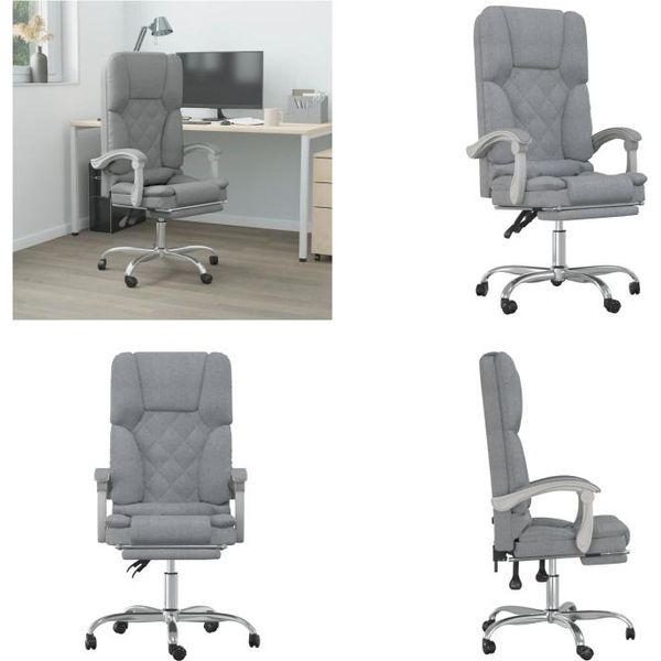 Vidaxl Sedia Da Ufficio Con Funzione Massaggio In Tessuto Grigio Chiaro - Sedia Da Ufficio Massaggiante - Sedie Da Ufficio Massaggianti - Sedia Da Ufficio Con Funzione Massaggio - Sedia Da Ufficio Elettrica-image