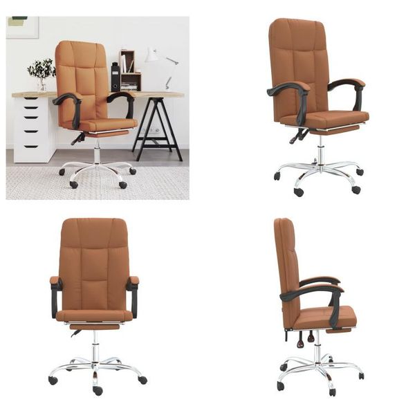 Vidaxl Sedia Da Ufficio Con Funzione Reclinabile In Pelle Finta Marrone - Sedia Da Ufficio Con Funzione Reclinabile - Sedie Da Ufficio Con Funzione Reclinabile - Sedia Da Ufficio Con Funzione Relax - Sedia Da Tavolo-image