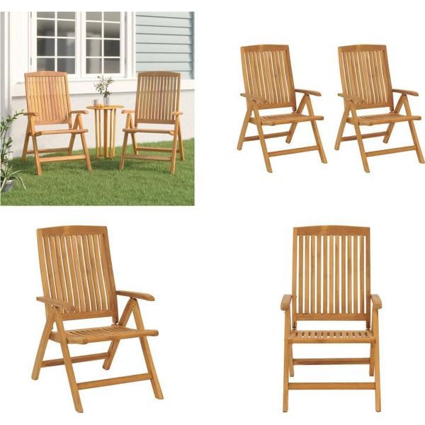 Vidaxl Sedie Da Giardino 2 Pz. Sedia Da Giardino Regolabile In Legno Massiccio Di Teak - Sedia Da Giardino Regolabile - Sedia A Sdraio Da Giardino - Sedia Da Giardino-image