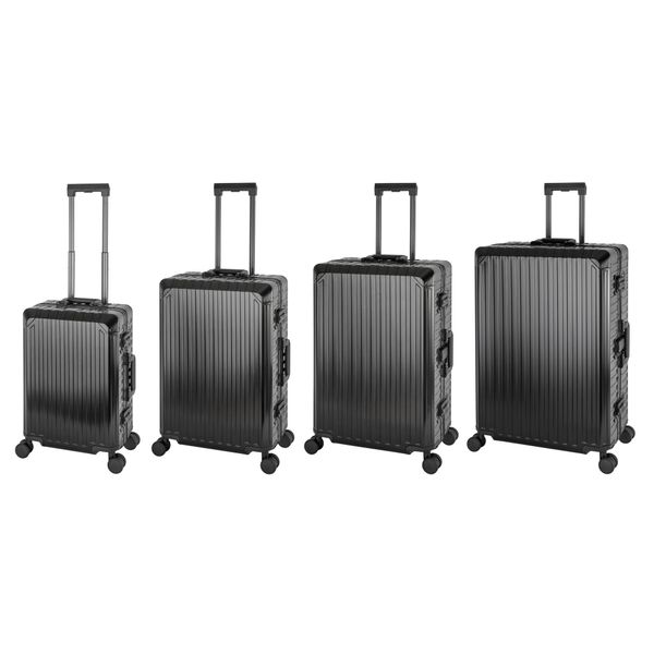 Travelhouse Tokyo Valigia In Alluminio Trolley Da Viaggio Set Di 4 (Nero, Bagaglio A Mano, Medio, Grande Valigia L E Xl Set)-image