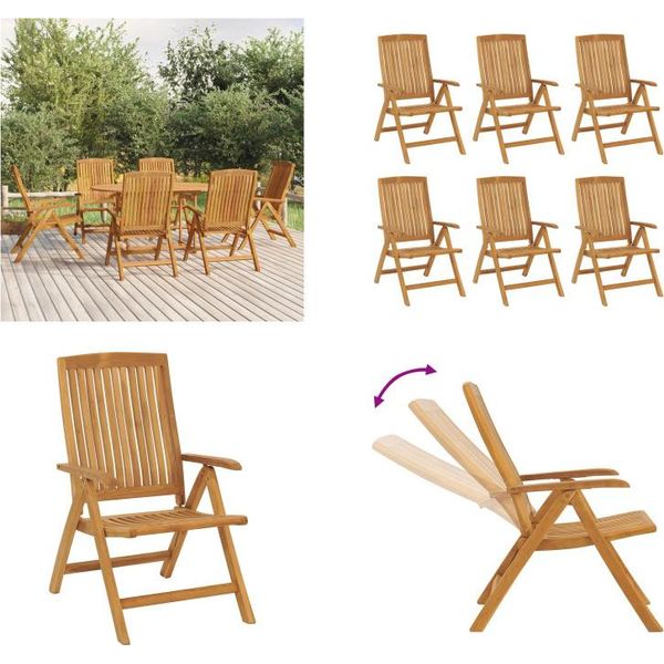 Vidaxl Sedie Da Giardino 6 Pz. Sedia Da Giardino Regolabile In Legno Massiccio Di Teak - Sedia Da Giardino Regolabile - Sedia A Sdraio Da Giardino - Sedia Da Giardino-image