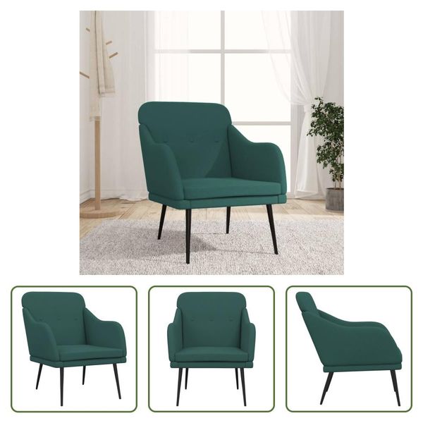 The Living Store Poltrona Verde Scuro 63X76X80 Cm In Tessuto-image