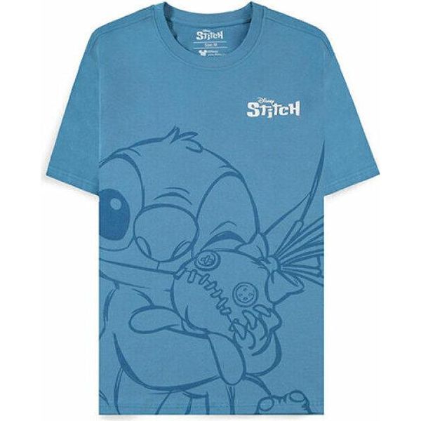 Maglietta Disney Lilo & Stitch Hugging Stitch Donna Blu S 100 % Cotone Regolare-image