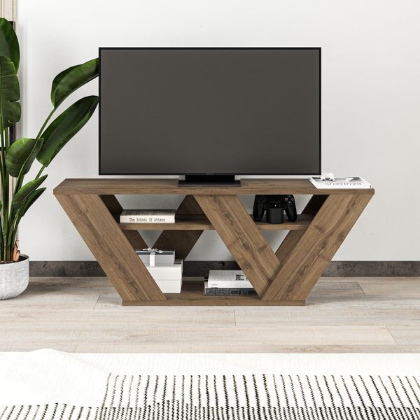 Decortie Pipralla Supporto Tv Moderno Centro Multimediale, Elemento Tv, Effetto Rovere Scuro, 110 X 30 X 40 Cm-image