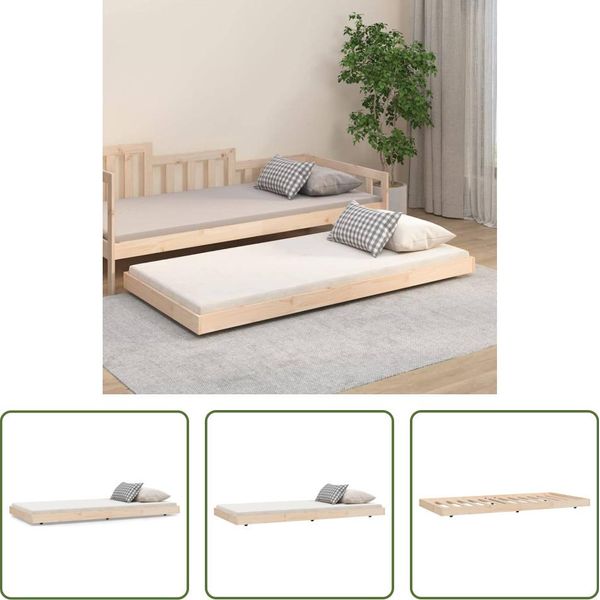 The Living Store Letto In Legno Massiccio 90X190 Cm Pino-image