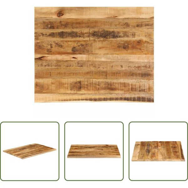 The Living Store Piano Del Tavolo 110X80X2,5 Cm Bordo Albero In Legno Massiccio Legno Di Mango Grezzo-image
