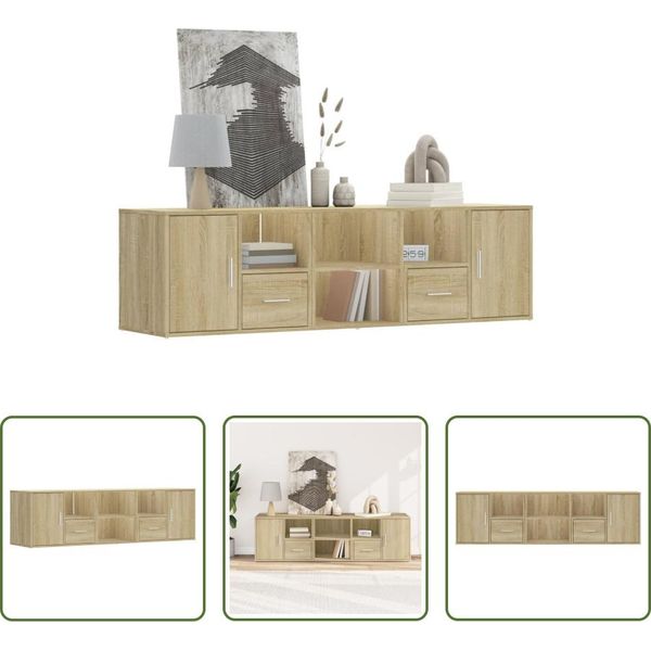 The Living Store Sonoma Scaffale Angolare In Rovere 160X40X45 Cm Materiale A Base Di Legno-image