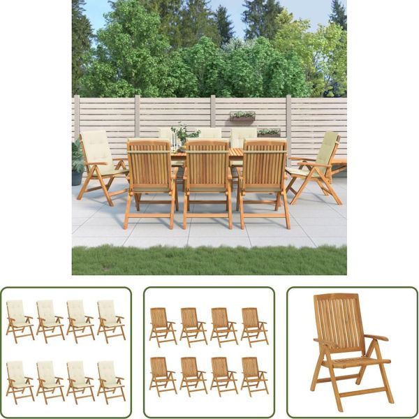 The Living Store Sedie Da Giardino Con Cuscini 8 Pz. Legno Massiccio Di Teak-image